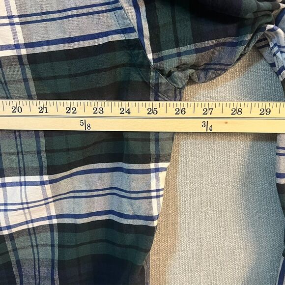 Vintage Polo Ralph Lauren Large Big Shirt Large Blue Green Gray Flannel Button - Picture 4 of 7